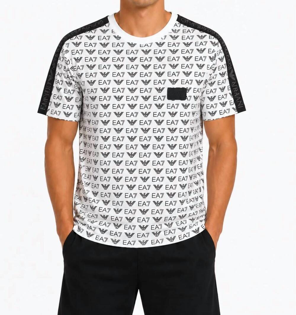 NEW EMPORIO ARMANI ea7 print short sleeve t-shirt in white